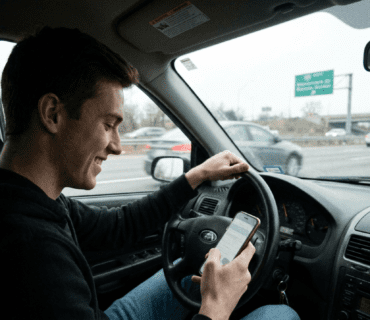 Distracted Driver Looking at Mobile Device