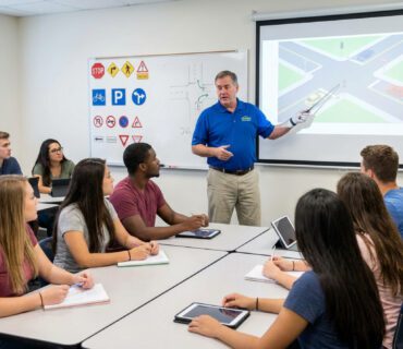 Driving School Instructor in Classroom